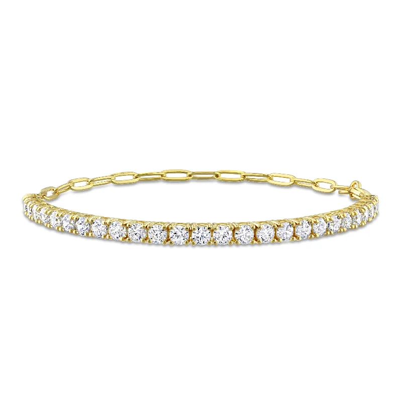 custom bracelet sets for women -3 1/2 CT TGW Cubic Zirconia Tennis Bracelet in Yellow Plated Sterling Silver