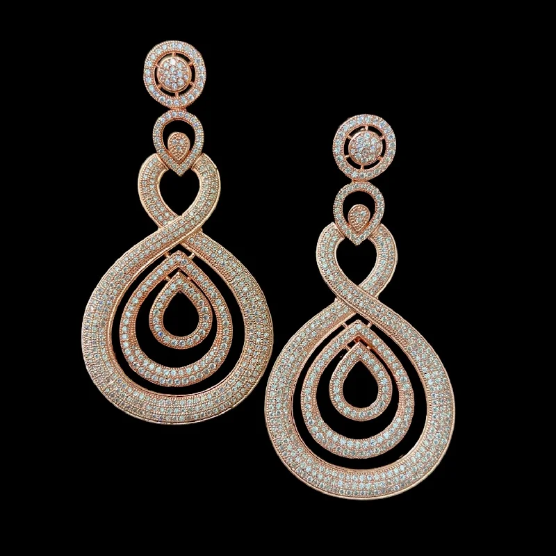 women’s custom earrings -Rose Gold  AD (Zircon) Statement Earring