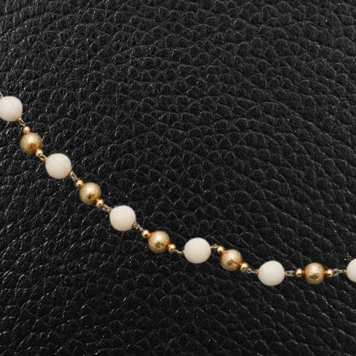 birthday gift necklaces for women -Gold & Ivory Bead Estate Necklace