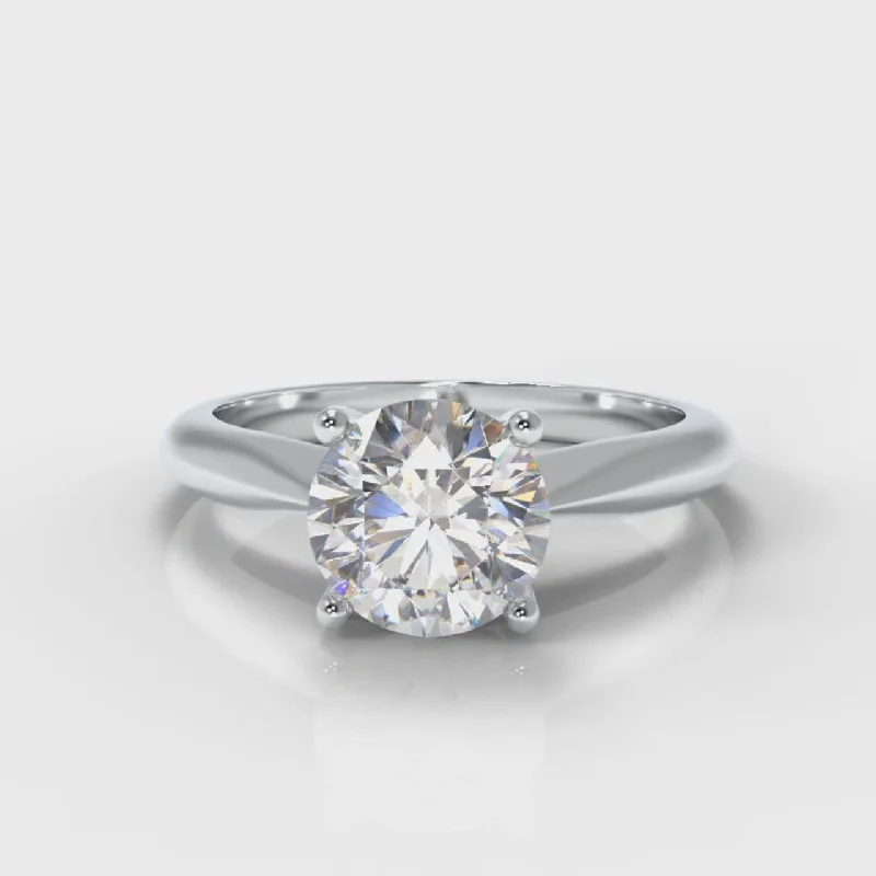 engagement rings with rubies -Carrée Solitaire Round Brilliant Engagement Ring