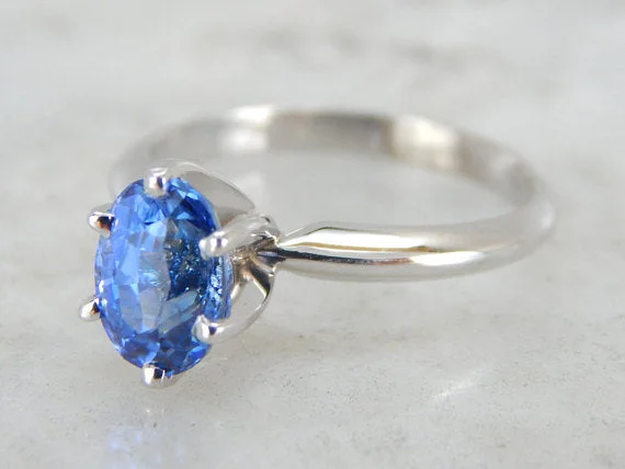 fancy colored diamond engagement rings -Stunning Oval Sapphire Solitaire Engagement Ring