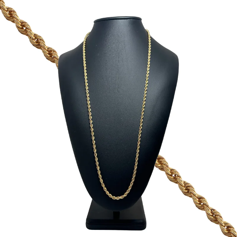 elegant heart-shaped necklaces for women -French 18k Yellow Gold Rope Chain Necklace