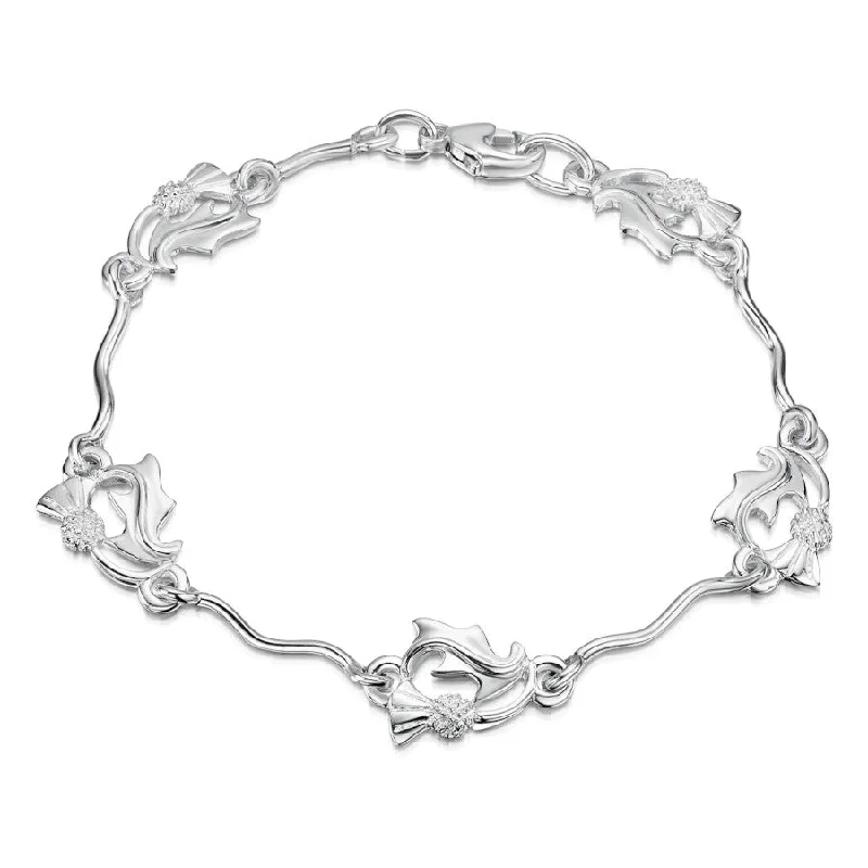 bridesmaid bracelets -Thistle Five Link Sterling Silver Bracelet - BL57