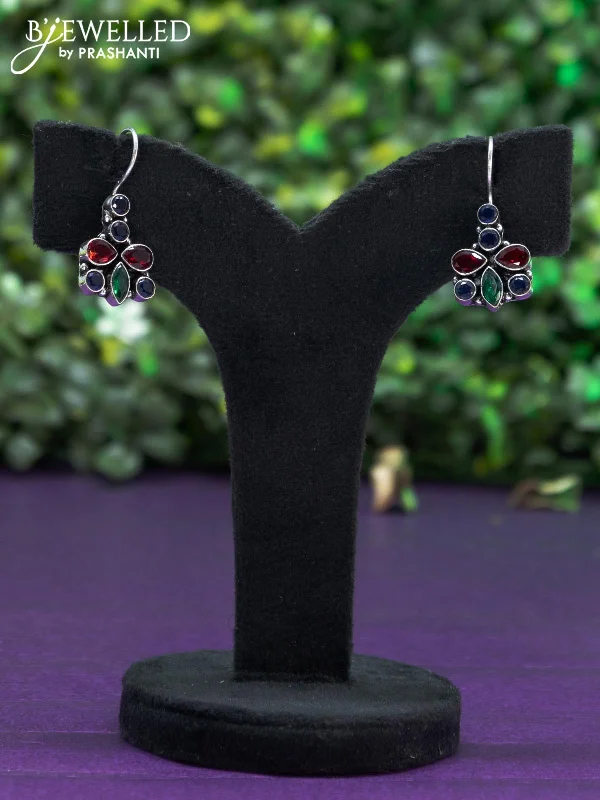 elegant earrings for women -Oxidised hanging type earring with multi colour stones