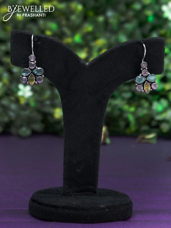 fashion earrings for women -Oxidised hanging type earring with multi colour stones