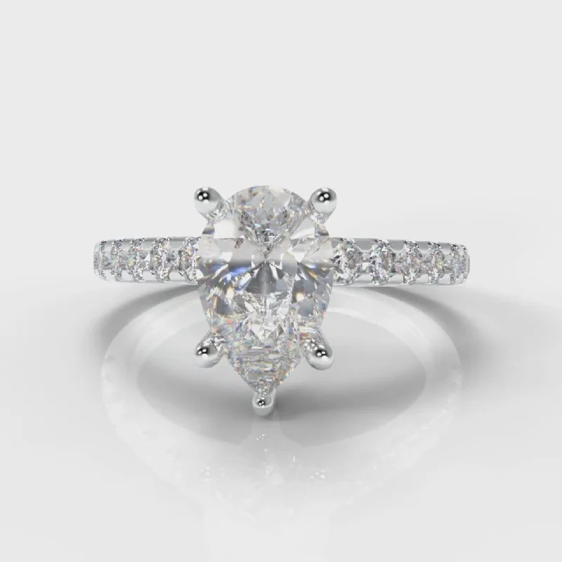 classic engagement rings -Micropavé Pear Diamond Engagement Ring