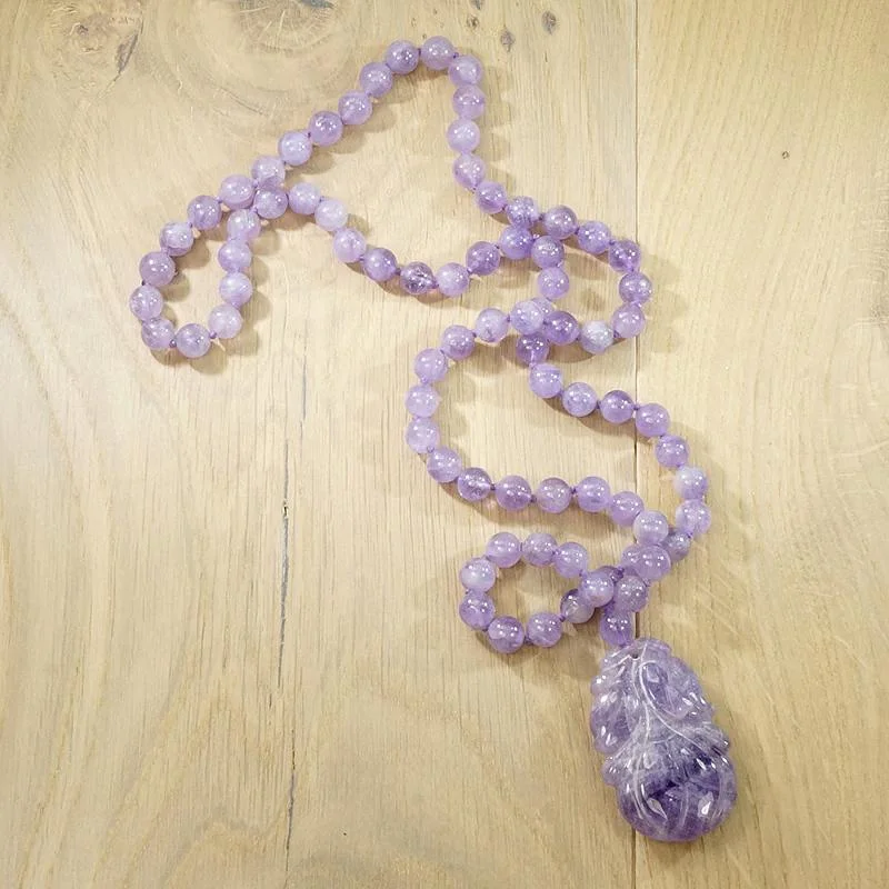 personalized necklaces for women -Felicitous Chinese Amethyst Plum Necklace