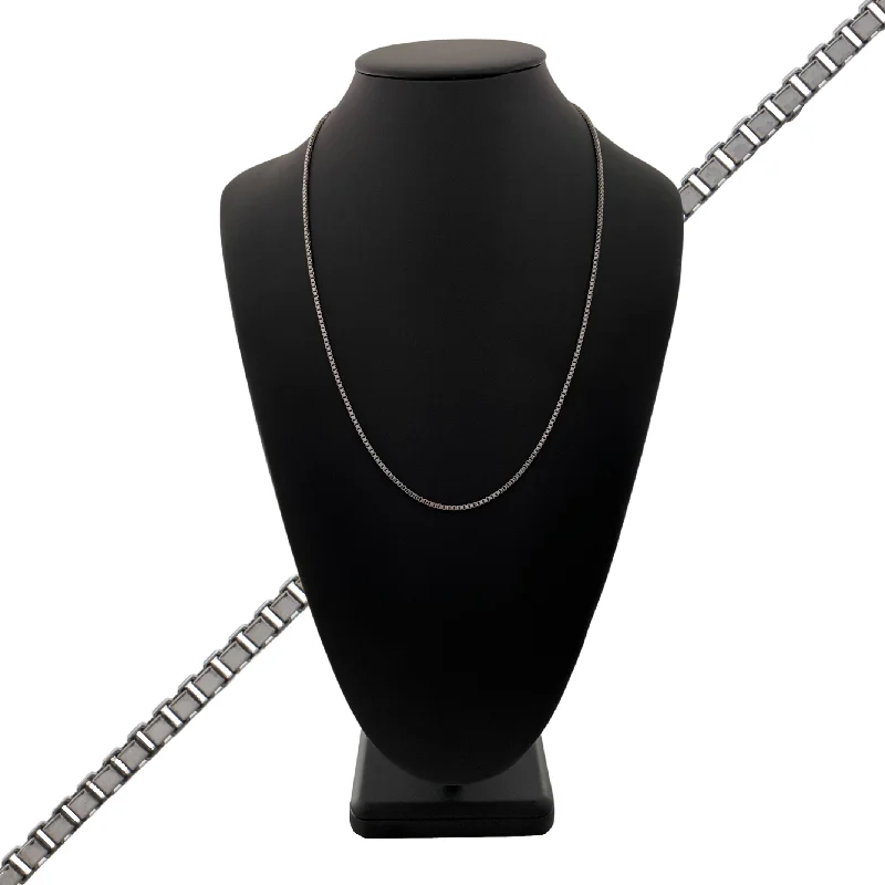 stylish necklaces for women -Vintage 24 1/2" White Gold Box Link Necklace