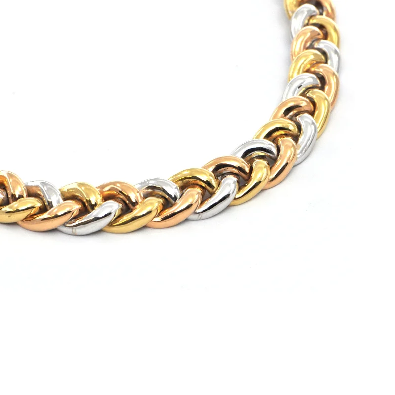 elegant necklaces for women -Irish Three tone 18k vintage Linked Collar Necklace