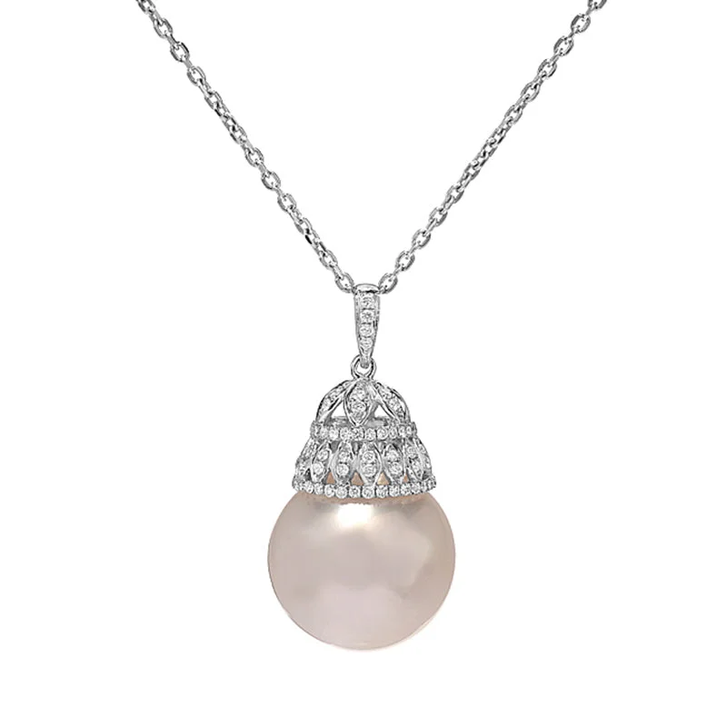 sophisticated necklaces for women -South Sea Pearl Diamond Gold Pendant