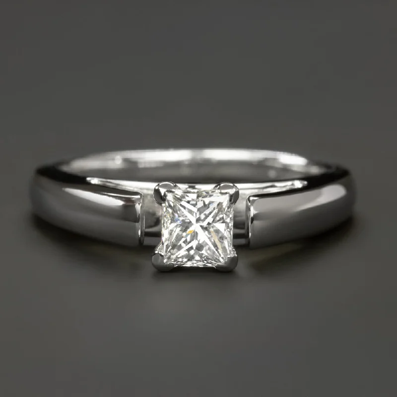 unique custom engagement rings -PRINCESS CUT DIAMOND ENGAGEMENT RING IGI CERTIFIED H SI1 SOLITAIRE WHITE GOLD