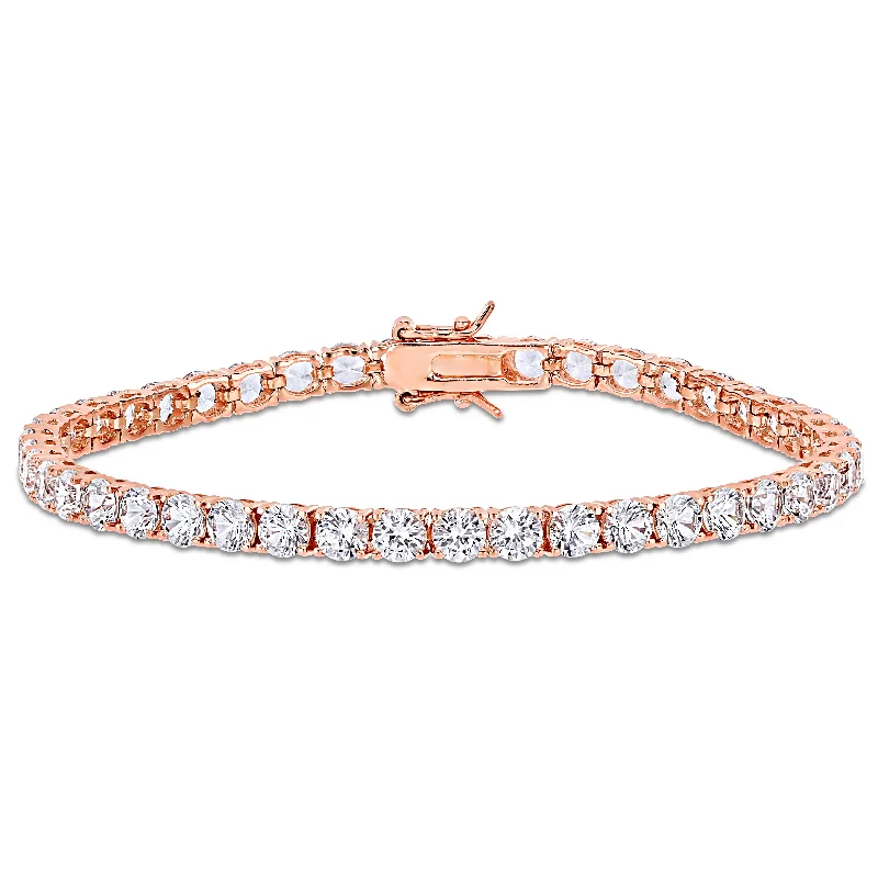 women’s bangles -Mimi & Max 14 1/4ct TGW Created White Sapphire Tennis Bracelet in Rose Silver