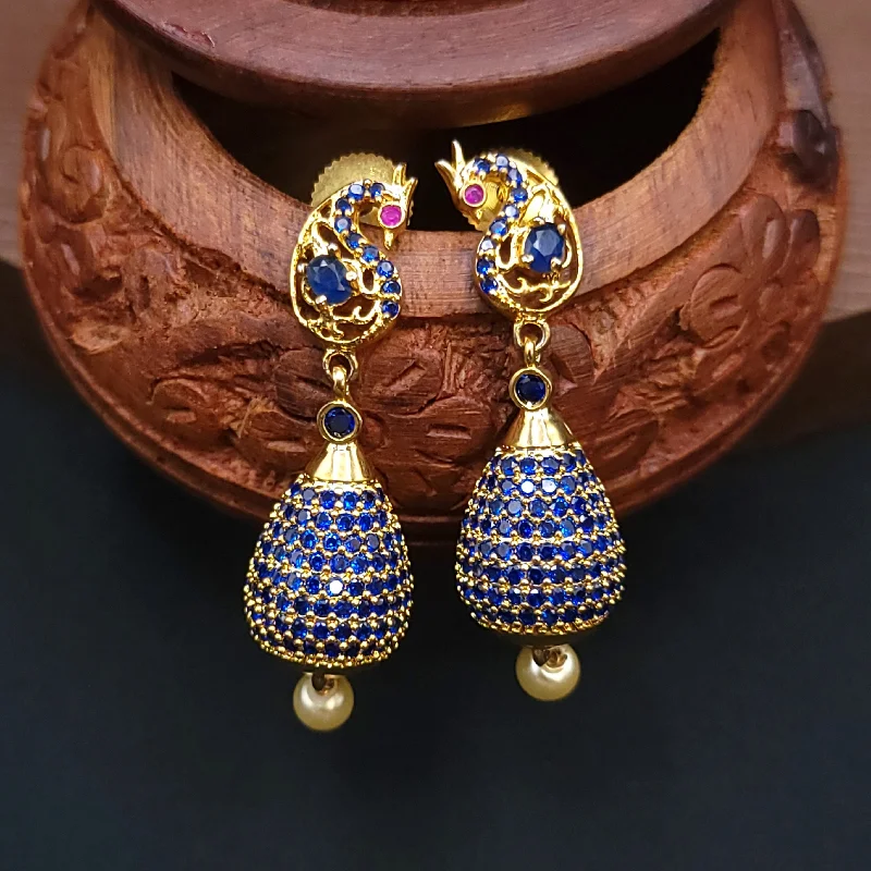 gemstone earrings for women -Peacock Sapphire Blue AD Zircon (CZ) Earring