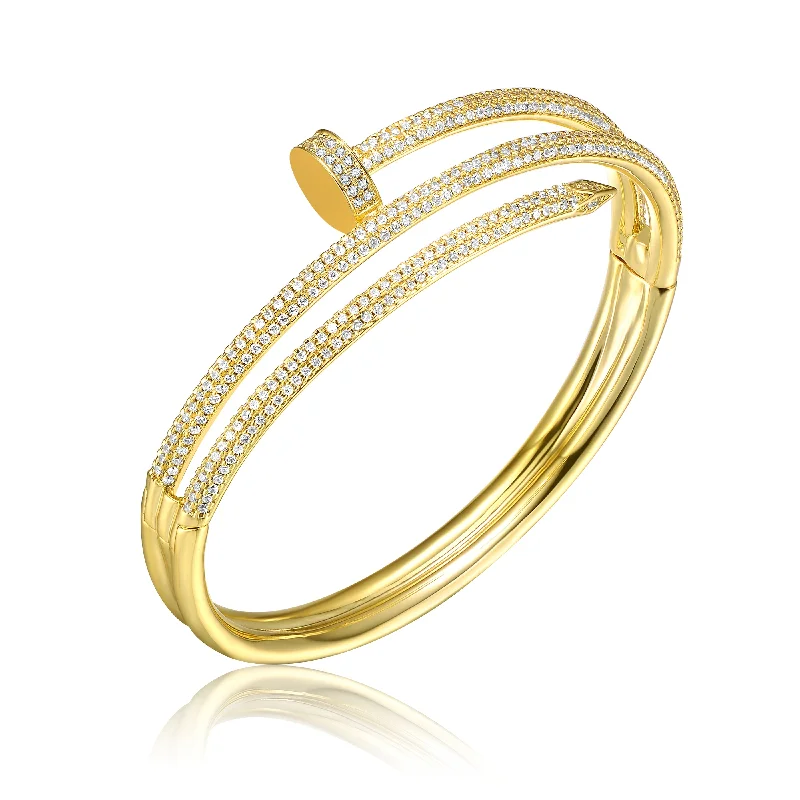 cocktail rings for women -Ra Gold Plated Cubic Zirconia Bangle Bracelet