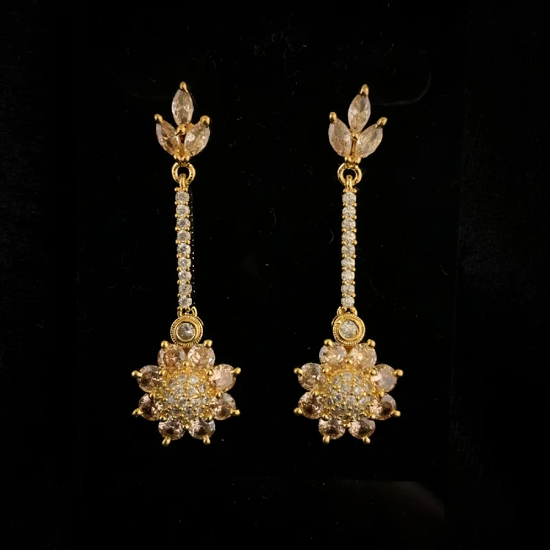 fashion earrings for women -Modern lightweight Earring with Champagne color Zircon (CZ) stone