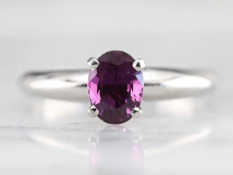 Pink Sapphire and Platinum Ring