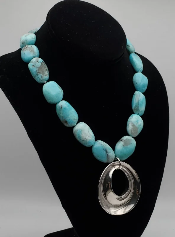 gemstone necklaces for women -Simon Sebbag - Amazonite with Sterling Silver Pendant Necklace - 18"