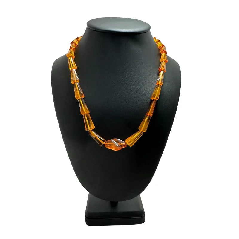 long necklaces for women -Antique Art Deco Amber Necklace