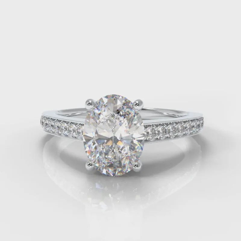 multi-gem engagement rings -Pavé Oval Diamond Engagement Ring