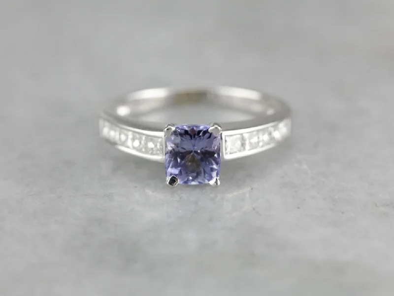 elegant gemstone engagement rings -Lilac Sapphire Diamond Engagement Ring