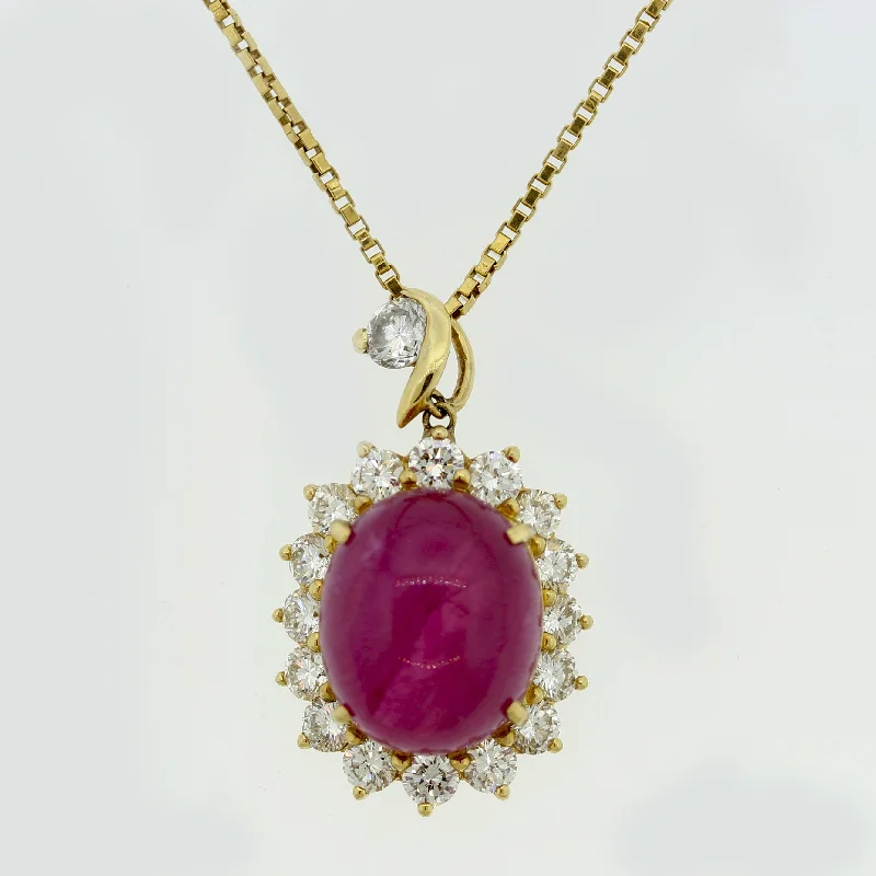 bohemian necklaces for women -15.60ct Ruby Diamond Gold Drop Pendant, GIA Certified