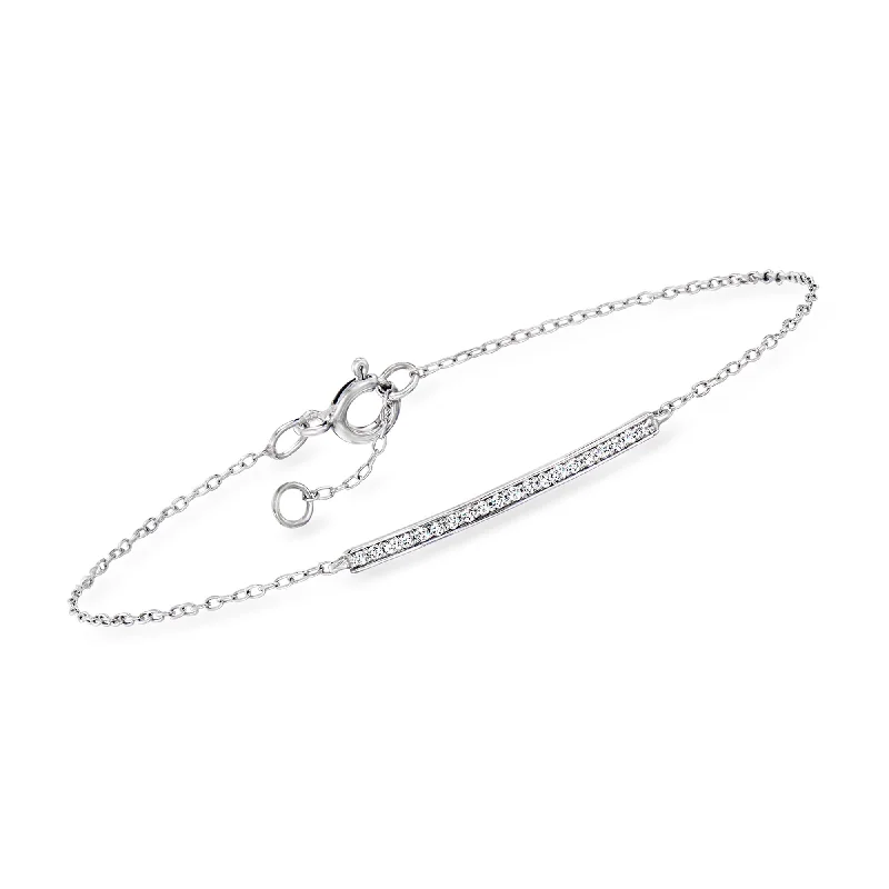 luxury gold bracelets -RS Pure by Ross-Simons Diamond Bar Bracelet in Sterling Silver