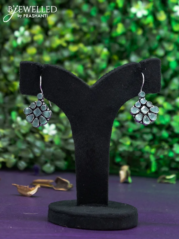 crystal earrings for women -Oxidised hanging type earring with mint green stones