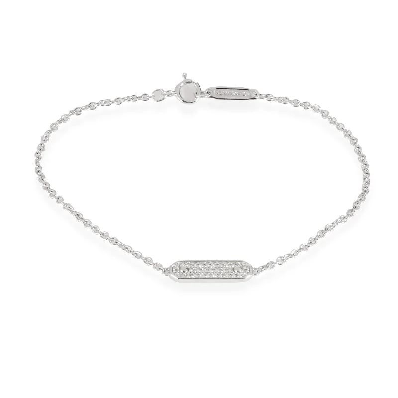 bridesmaid bracelets -Tiffany & Co. Diamond Tag Chain Bracelet in 18k White Gold 0.08 CTW