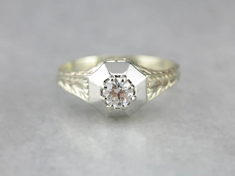 radiant cut diamond engagement rings -Antique Art Deco Diamond Engagement Ring