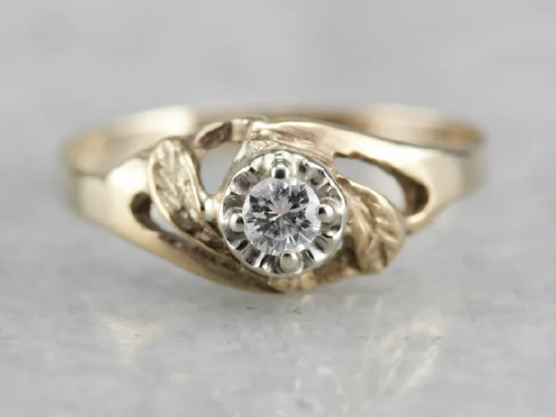 contemporary engagement rings -Mid Century Sweetheart Diamond Engagement Ring