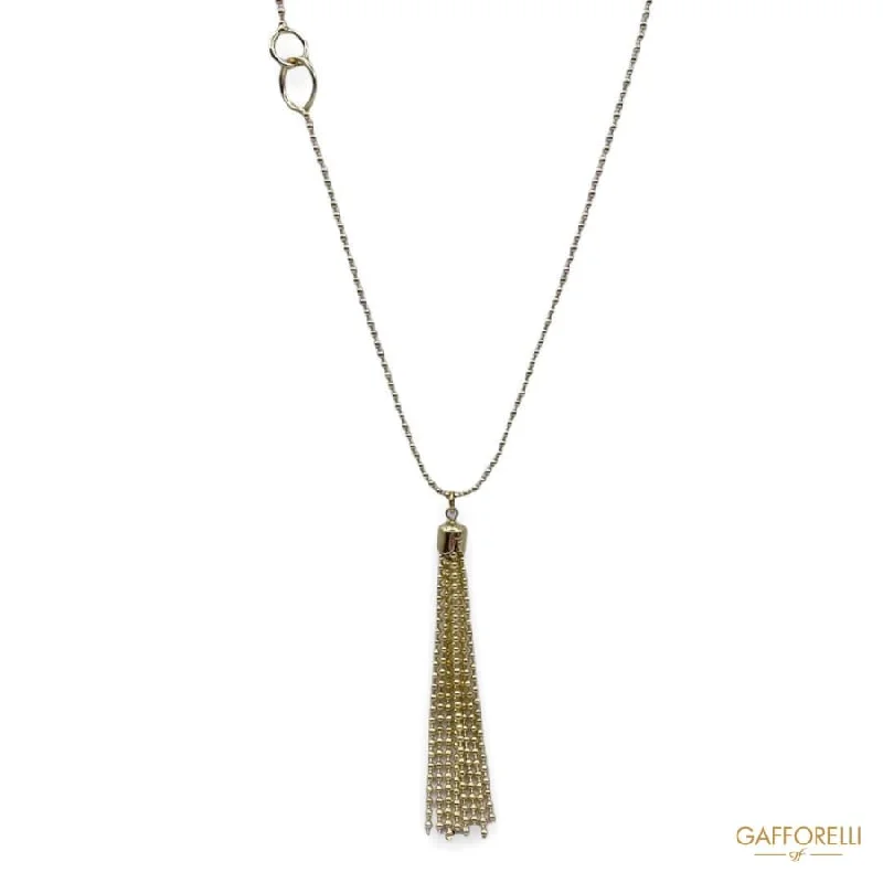 personalized engraved necklaces for women -Necklace with Gold-colored Pendant Tassel C289 - Gafforelli Srl