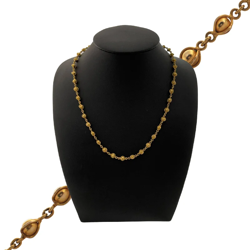 classic necklaces for women -Vintage 17 1/2" Yellow Gold Fancy Ball Link Necklace