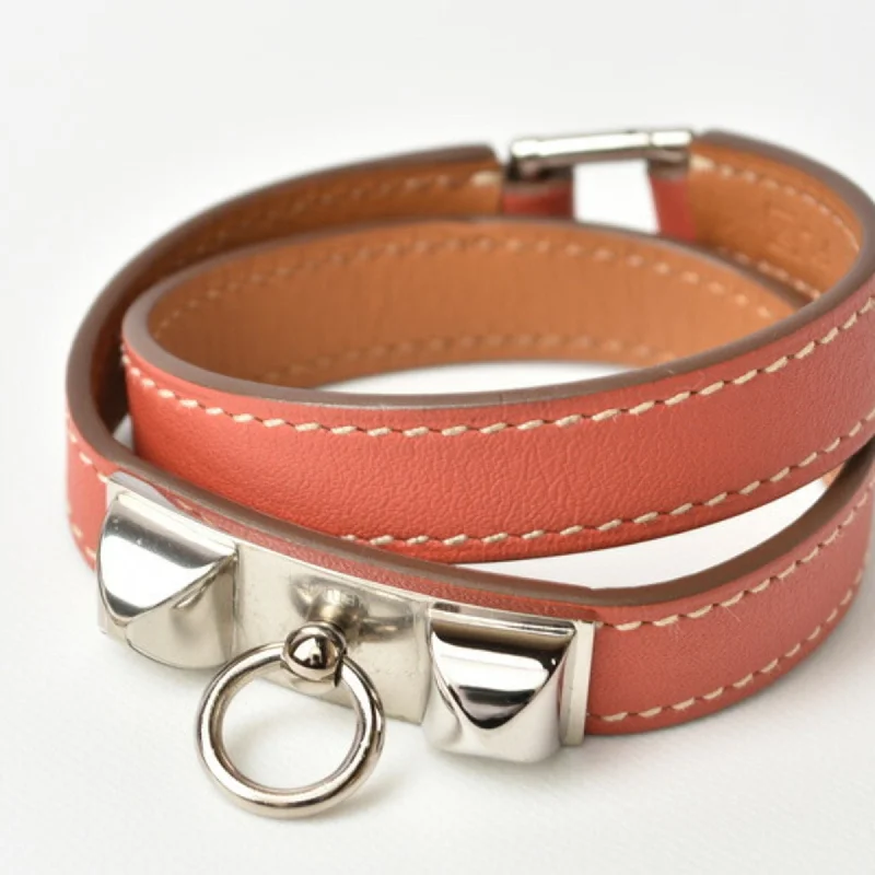 vintage wedding rings for women -Hermes Medor  pink Barenia Leather/Felt Leather Bangle (Pre-Owned)