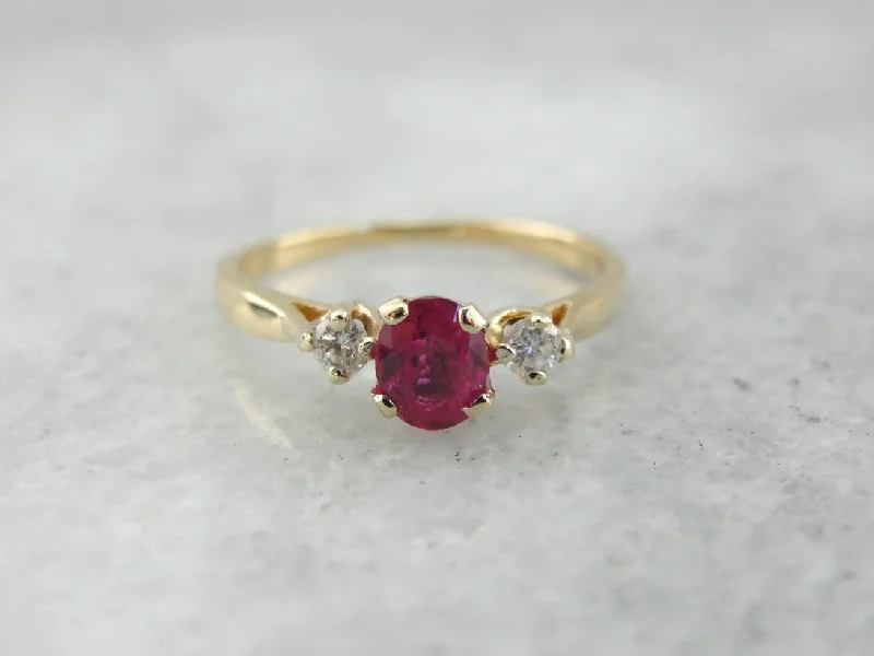 modern diamond engagement rings -Pretty Pink Sapphire Three Stone Engagement Ring