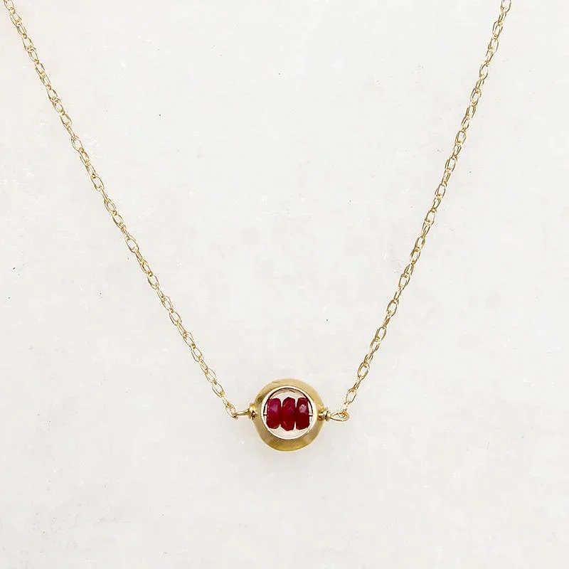 creative design necklaces for women -Scarlet Ruby Beads in Gold "O" Necklace by brunet