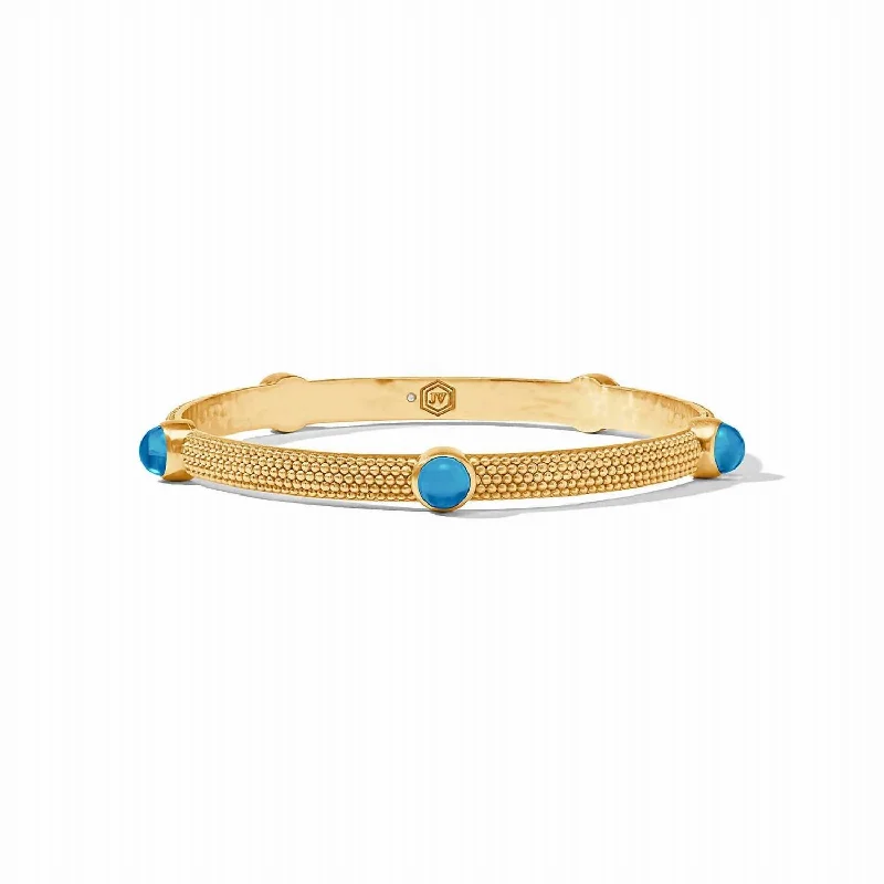 vintage bangles for women -Cabochon Bangle In Iridescent London Blue