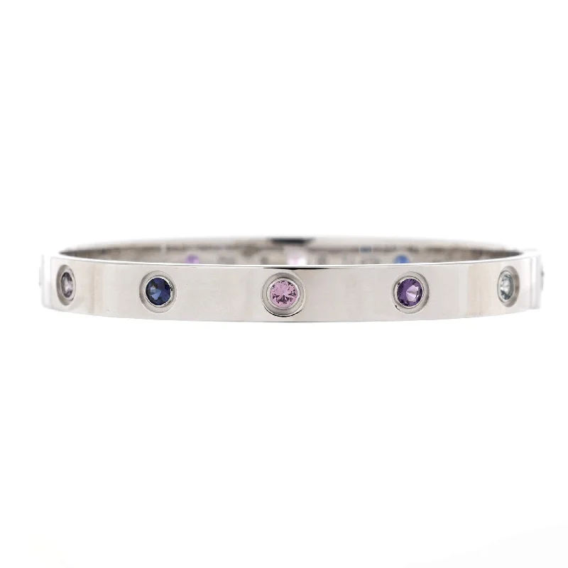 fashion statement rings -Love 10 Stone Bracelet 18K White Gold with Aquamarine, Sapphire, Spinel and Amethyst