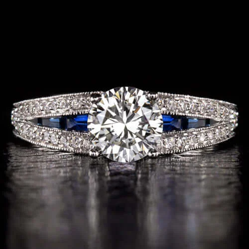 unique engagement rings -3/4 CARAT GIA CERTIFIED K VS2 DIAMOND ENGAGEMENT RING SAPPHIRE ROUND WHITE GOLD