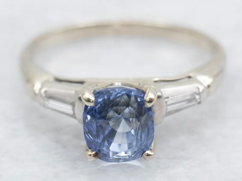 bridal solitaire engagement rings -Glittering Ceylon Sapphire and White Gold Engagement Ring