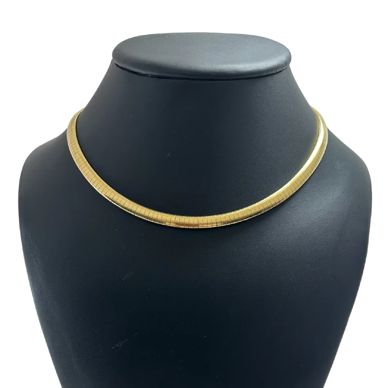 wedding gift necklaces for women -Vintage Italian 18k Gold Omega Link Collar Necklace