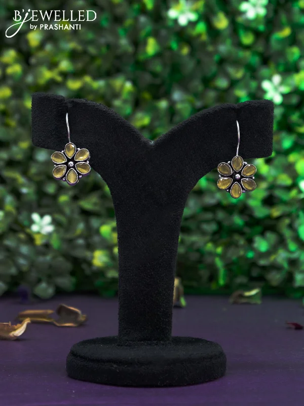 dangling earrings for women -Oxidised hanging type earring with yellow stones