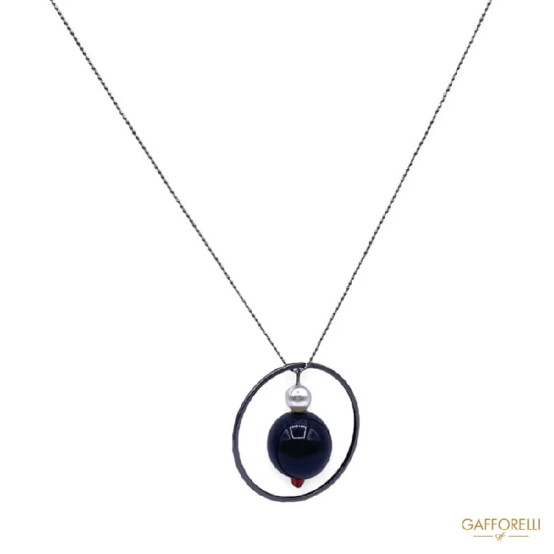 elegant necklaces for women -Necklace with Circle and Pearl C185 - Gafforelli Srl