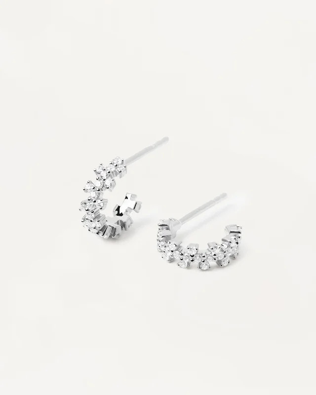 handmade earrings for women -Little Crown Silver Earrings