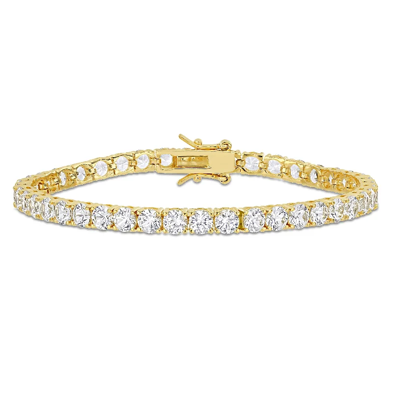 sophisticated rings for women -Mimi & Max 14 1/4ct TGW Created White Sapphire Tennis Bracelet in Yellow Silver