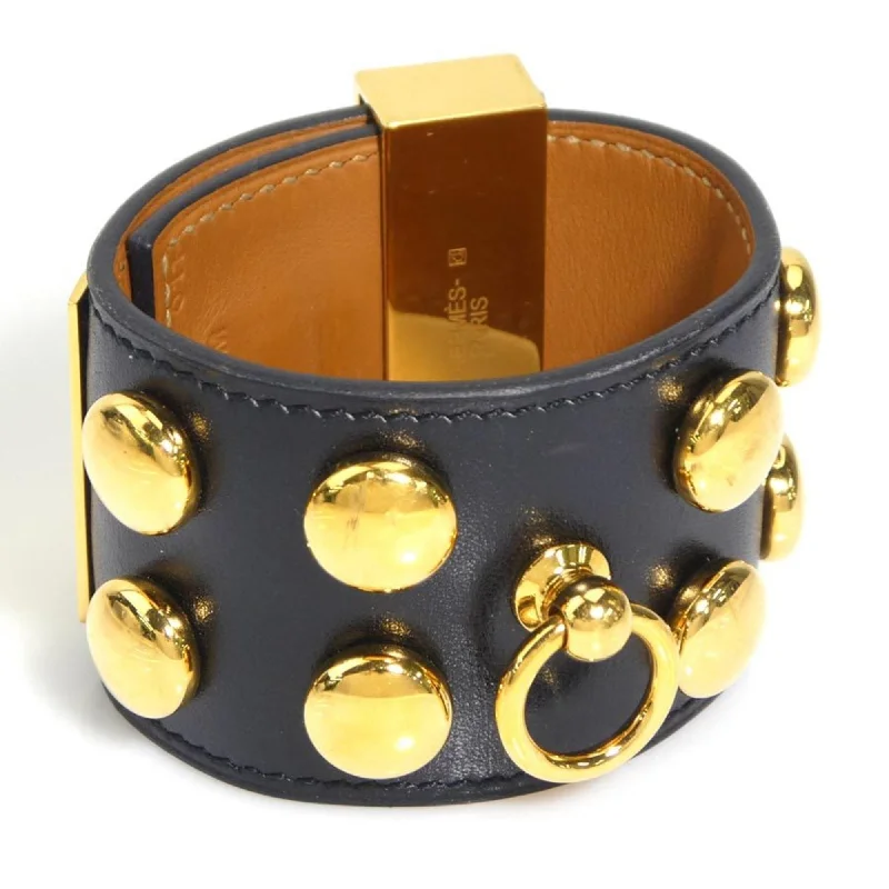 custom-designed rings for women -Hermes   Leather Metal Charm Bracelet (Pre-Owned)