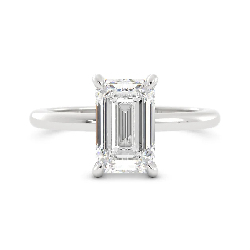 stackable diamond engagement rings -Emerald Cut Diamond Solitaire Engagement Ring