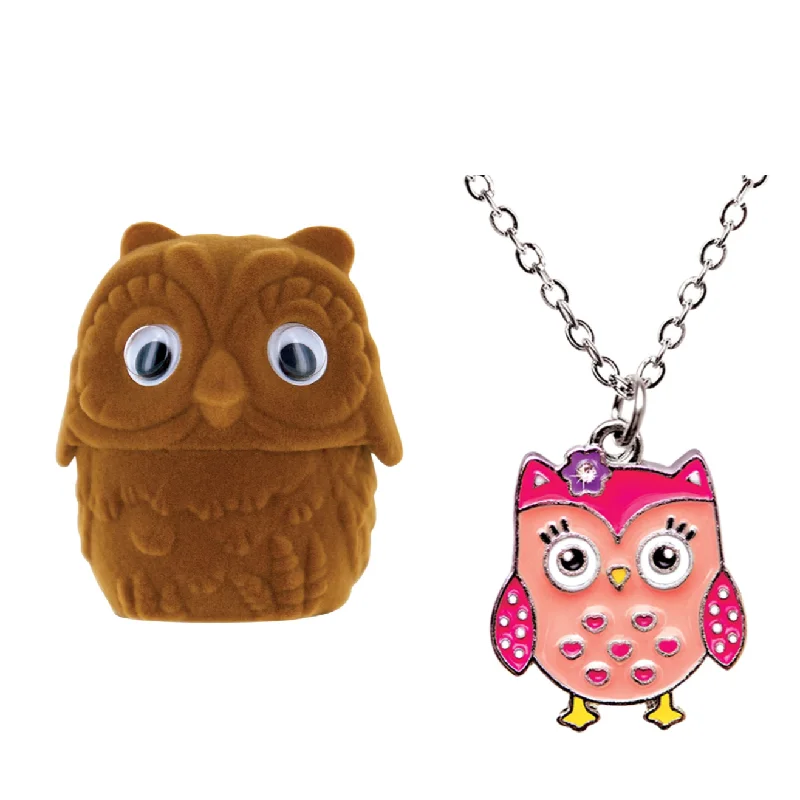 diamond heart necklaces for women -Kids Owl Necklace