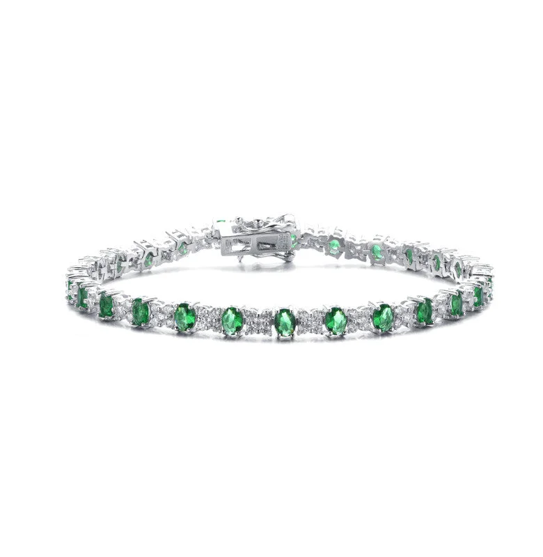 bridal ring sets -White Gold Plated with Colored Cubic Zirconia Tennis Bracelet