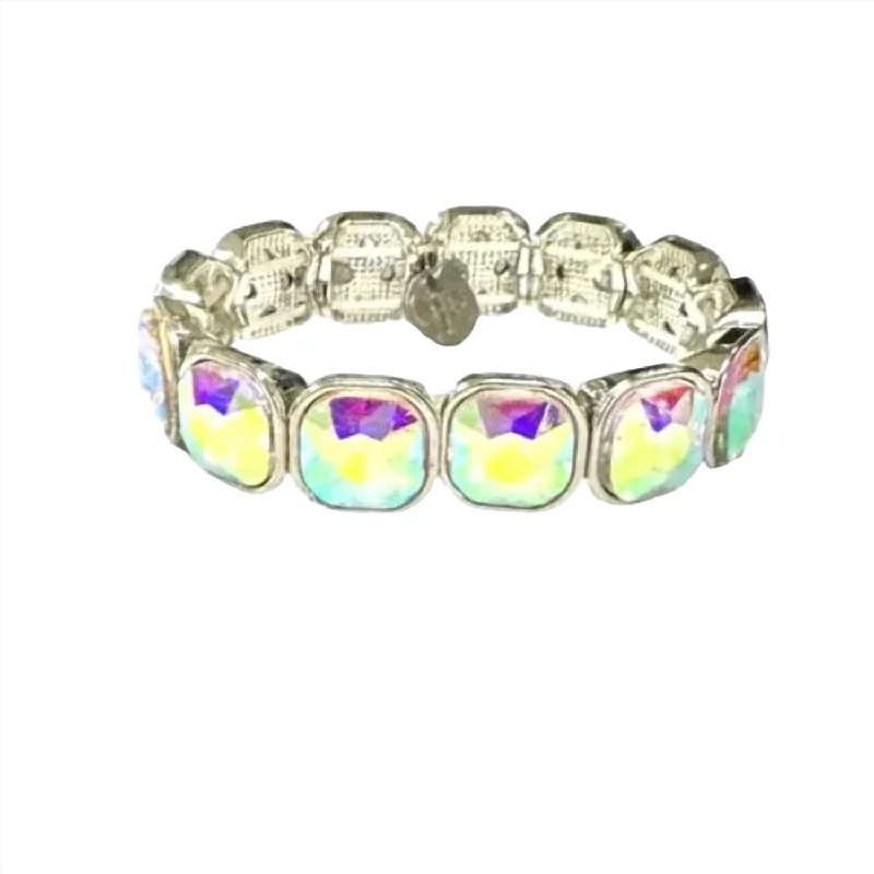 fashion-forward rings for women -Ab Crystal Stretchy Bracelet In Iridescent