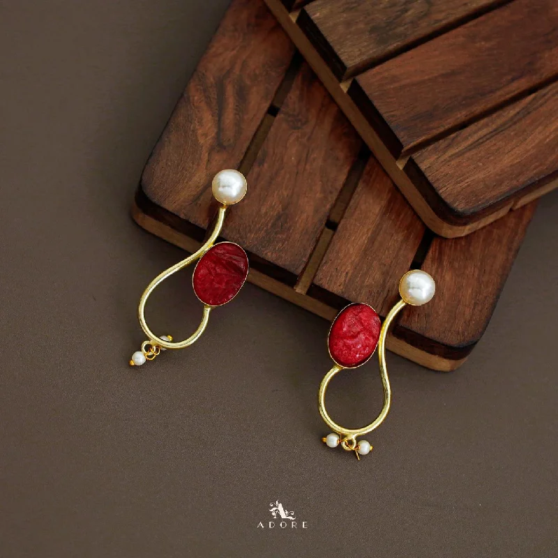 large earrings for women -Alani Pearl Oval Earring (Dyed Stone)